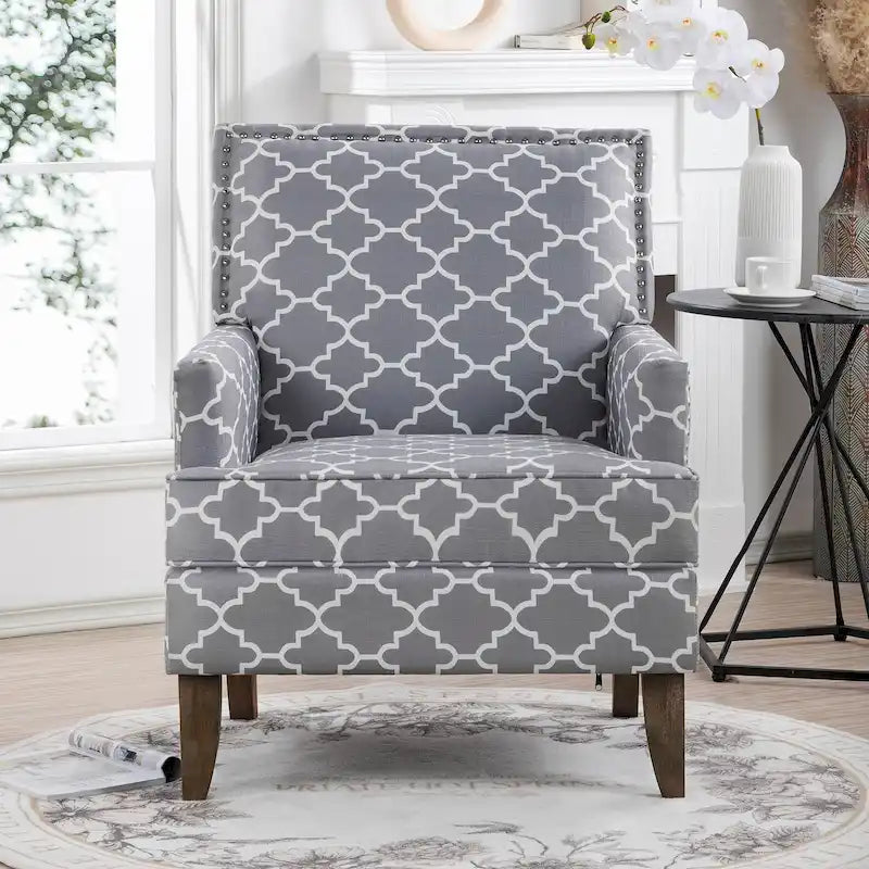 Fauteuil d'appoint moderne pour salon avec pieds en bouleau et revêtement en tissu confortable