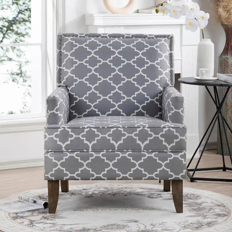 Fauteuil d'appoint moderne pour salon avec pieds en bouleau et revêtement en tissu confortable