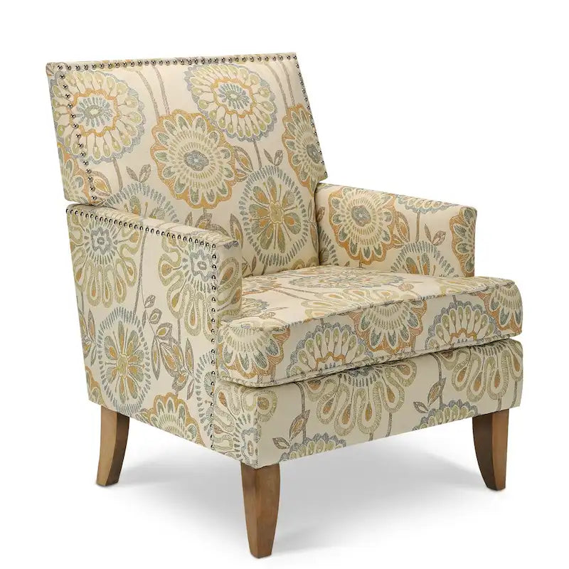 Fauteuil d'appoint moderne pour salon avec pieds en bouleau et revêtement en tissu confortable