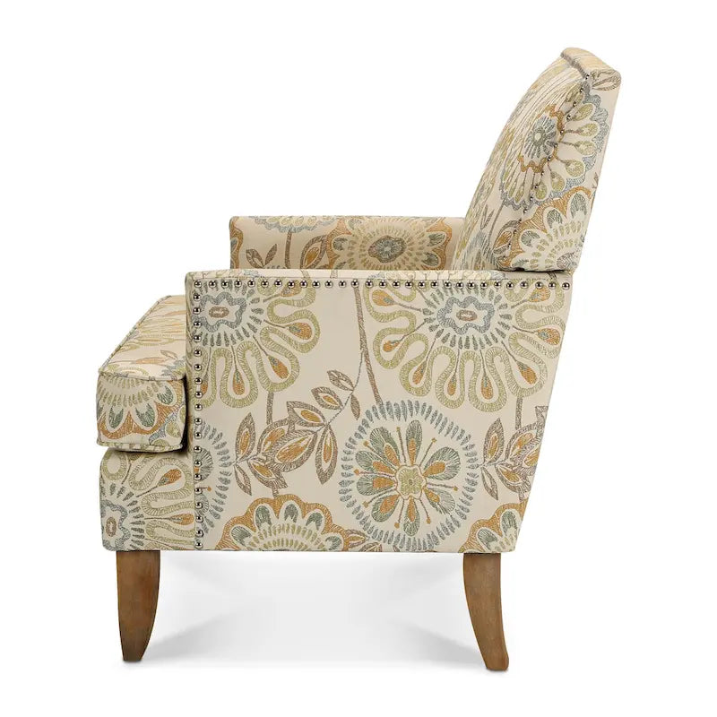 Fauteuil d'appoint moderne pour salon avec pieds en bouleau et revêtement en tissu confortable