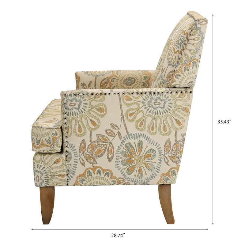 Fauteuil d'appoint moderne pour salon avec pieds en bouleau et revêtement en tissu confortable