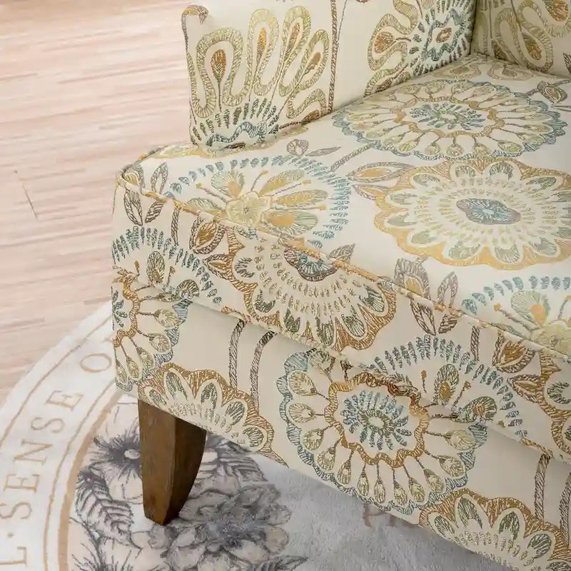 Fauteuil d'appoint moderne pour salon avec pieds en bouleau et revêtement en tissu confortable