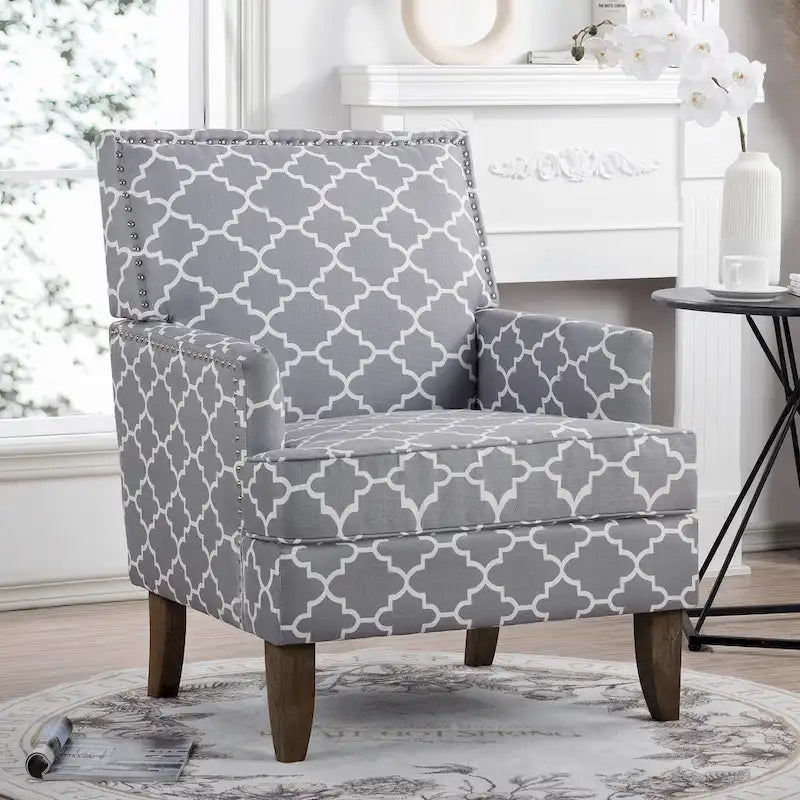 Fauteuil d'appoint moderne pour salon avec pieds en bouleau et revêtement en tissu confortable