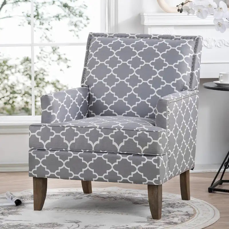 Fauteuil d'appoint moderne pour salon avec pieds en bouleau et revêtement en tissu confortable