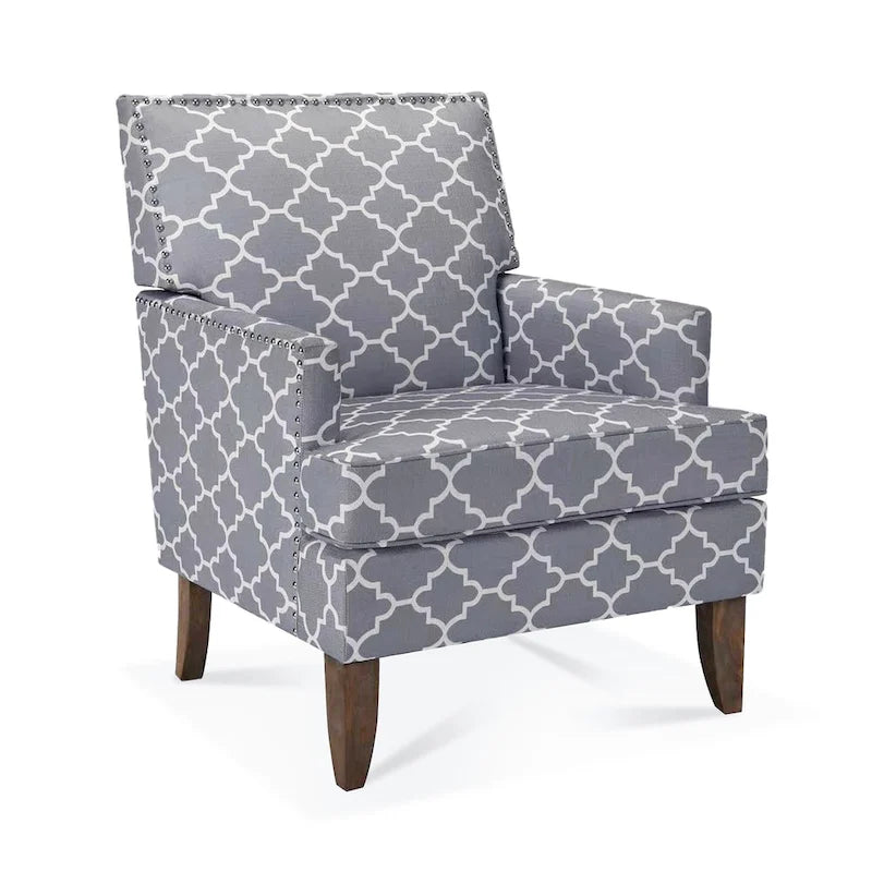 Fauteuil d'appoint moderne pour salon avec pieds en bouleau et revêtement en tissu confortable