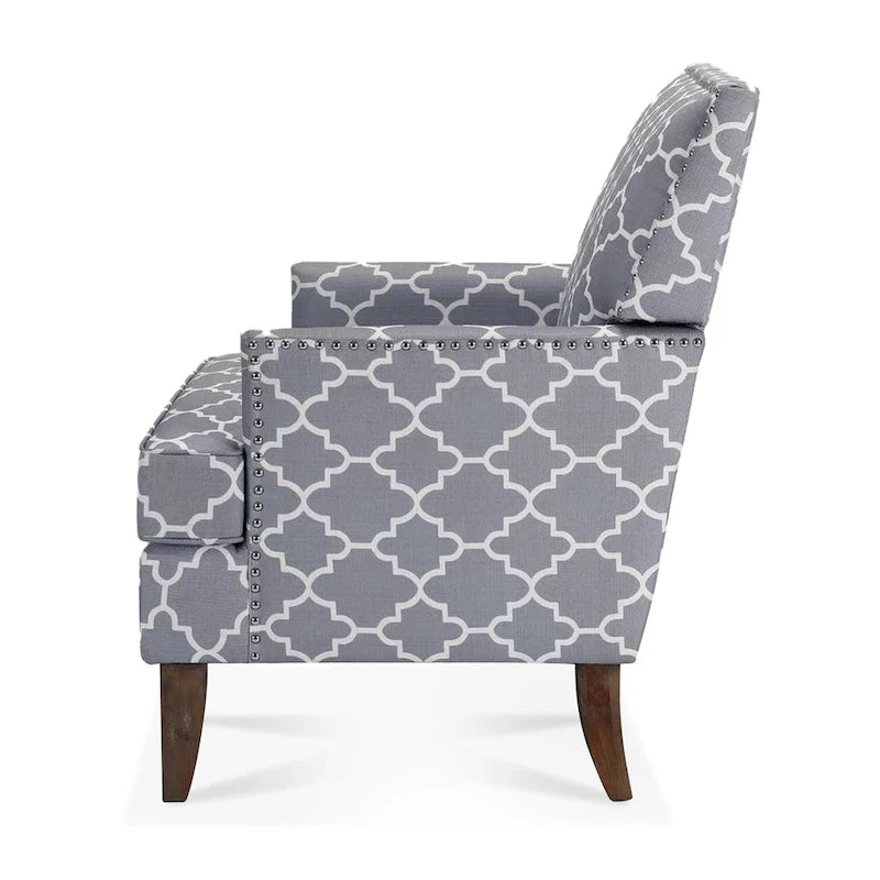 Fauteuil d'appoint moderne pour salon avec pieds en bouleau et revêtement en tissu confortable