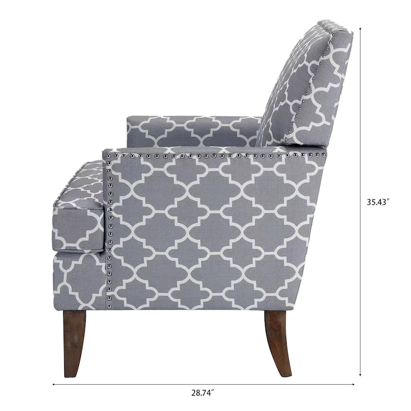Fauteuil d'appoint moderne pour salon avec pieds en bouleau et revêtement en tissu confortable