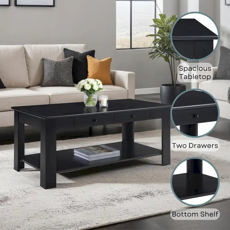 Table basse tiroir avec étagère