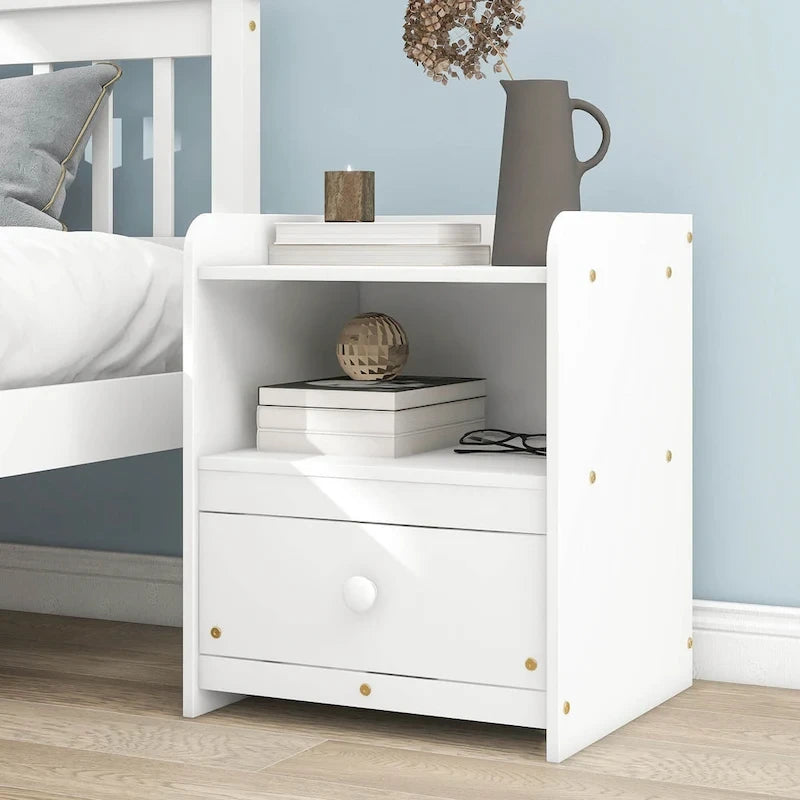 Lit en bois de pin pleine grandeur avec tête et pied de lit pour enfants