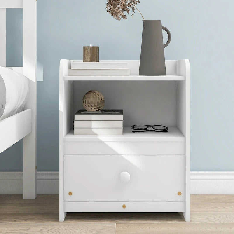 Lit en bois de pin pleine grandeur avec tête et pied de lit pour enfants