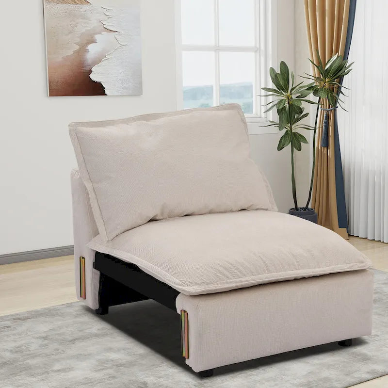 Canapé sectionnel modulaire, canapé cloud moderne et confortable, canapé profond en velours côtelé arc-en-ciel avec coussin mobile