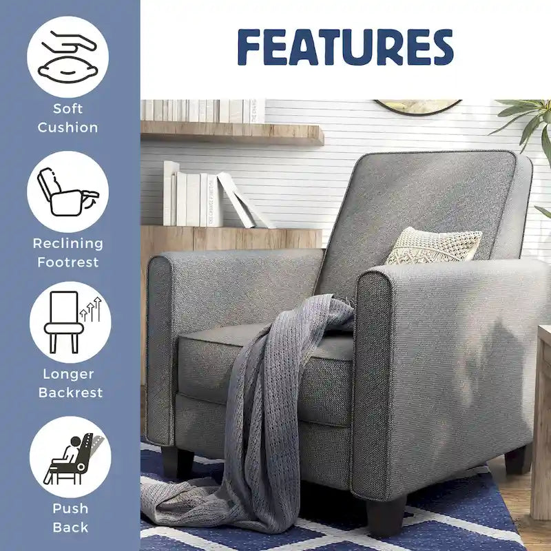 Fauteuil inclinable rembourré à passepoil en tissu traditionnel