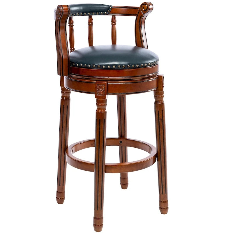 Tabourets de bar en cuir et en bois