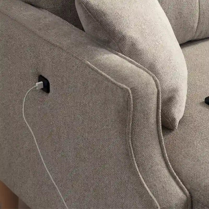 Canapé 2 places en tissu avec port de charge USB