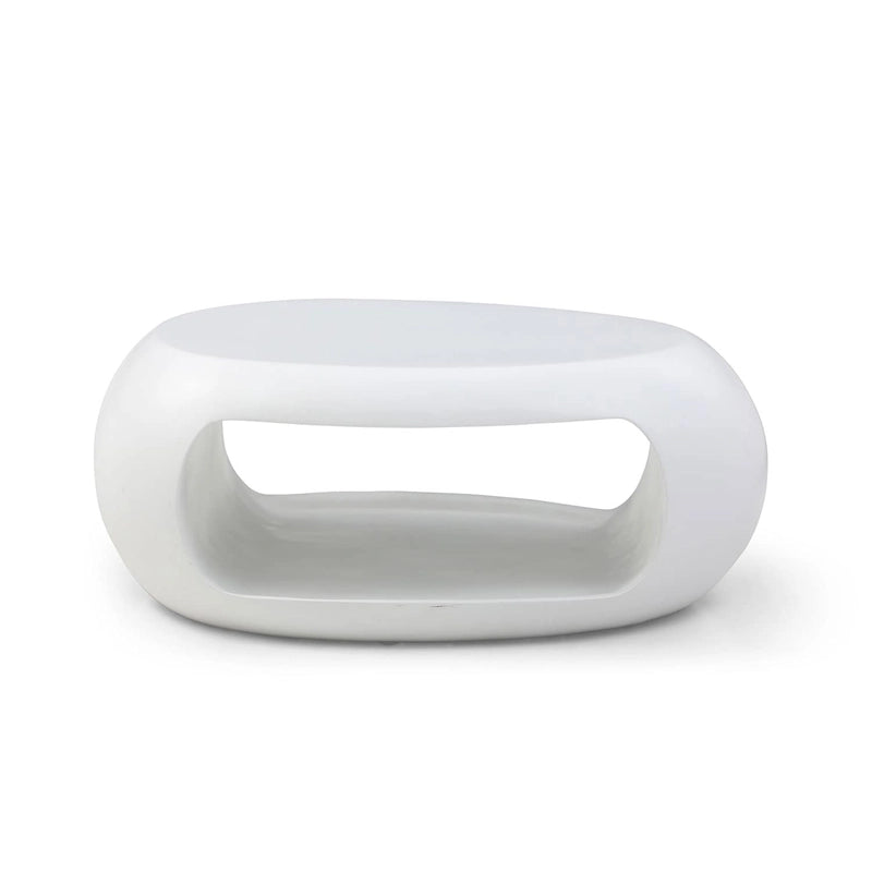 Table basse contemporaine ovale plate creuse, table d'appoint de rangement, noir et blanc