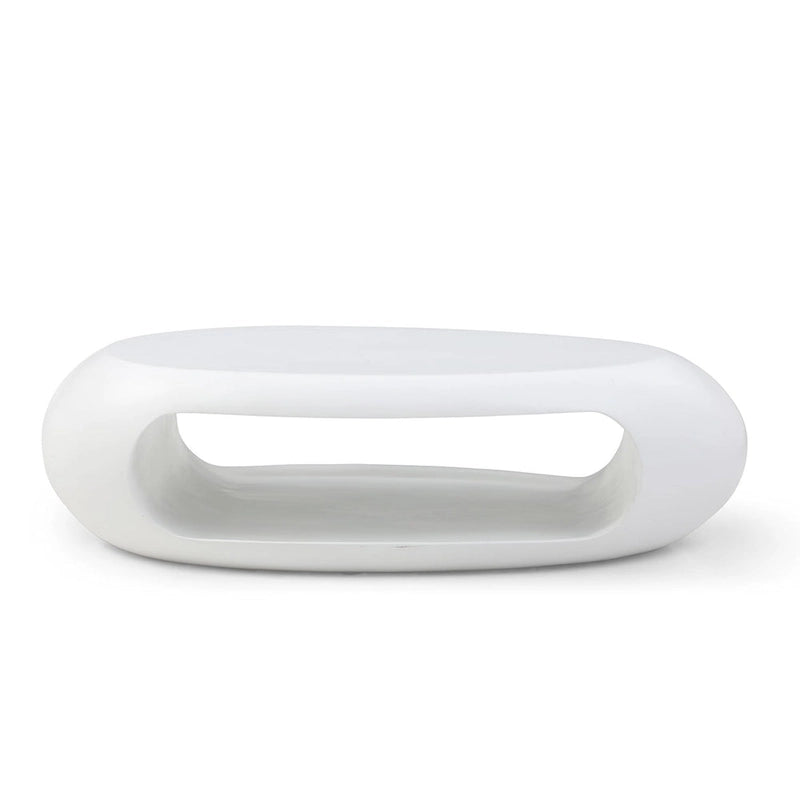Table basse contemporaine ovale plate creuse, table d'appoint de rangement, noir et blanc