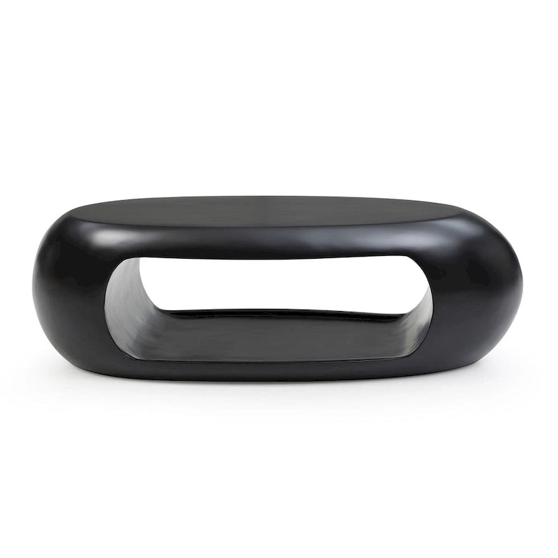 Table basse contemporaine ovale plate creuse, table d'appoint de rangement, noir et blanc