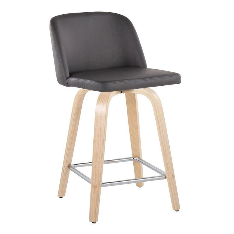 Tabouret de comptoir de 61 cm avec base en bois naturel