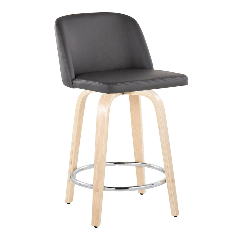 Tabouret de comptoir de 61 cm avec base en bois naturel