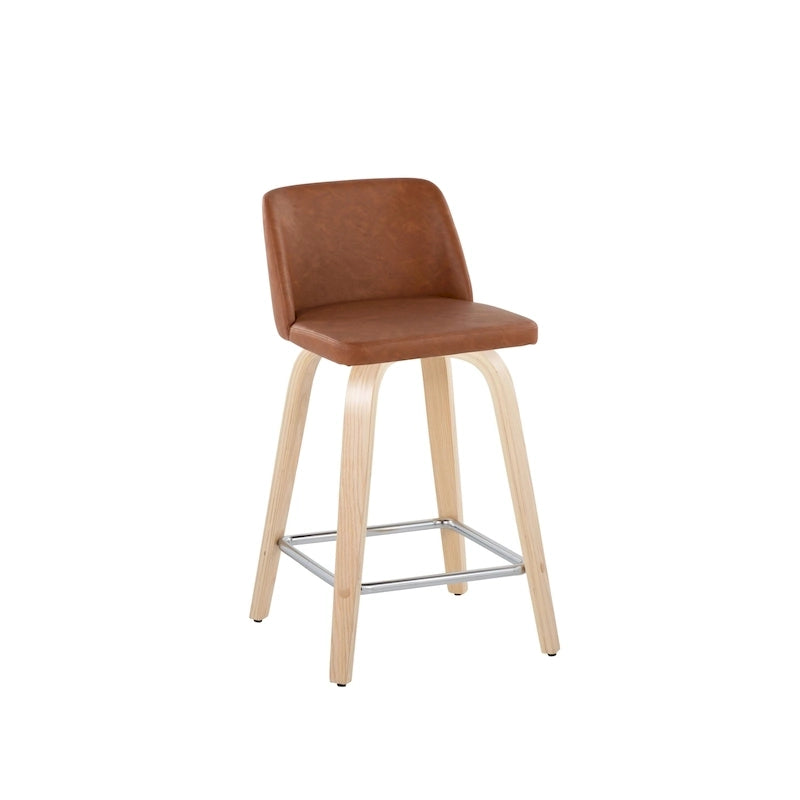 Tabouret de comptoir de 61 cm avec base en bois naturel