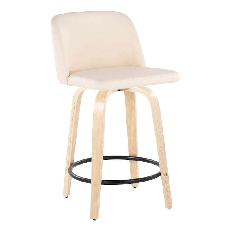 Tabouret de comptoir de 61 cm avec base en bois naturel
