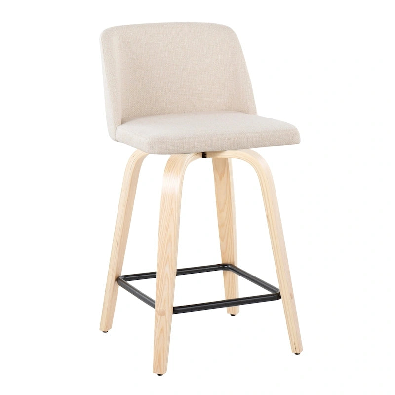 Tabouret de comptoir de 61 cm avec base en bois naturel
