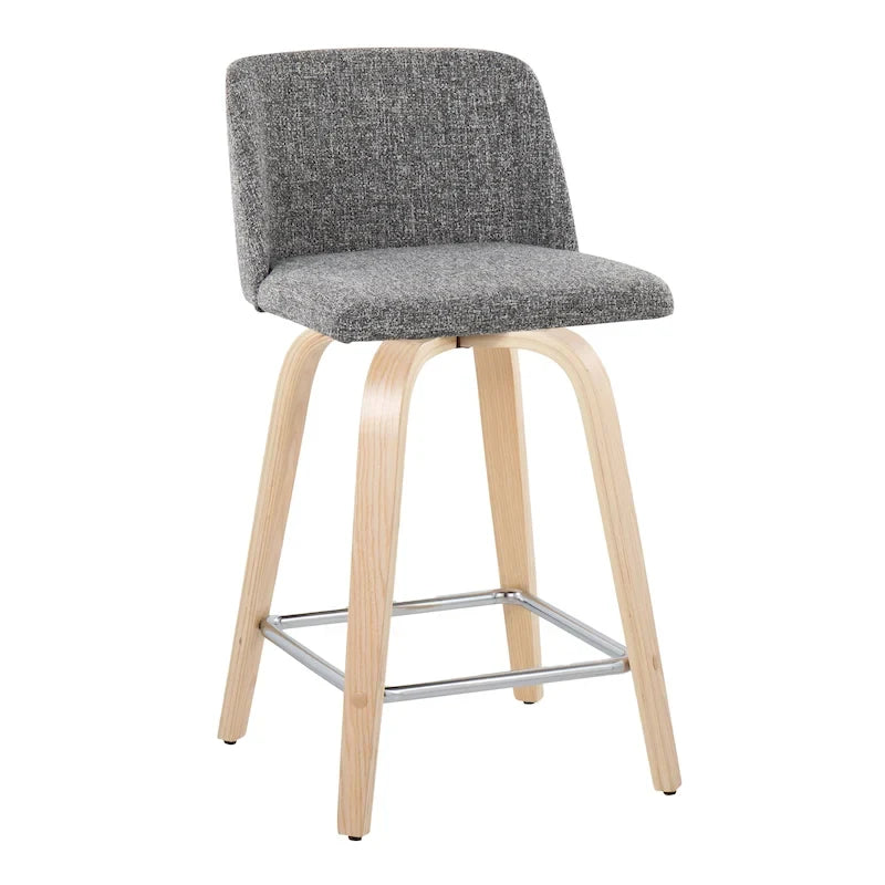 Tabouret de comptoir de 61 cm avec base en bois naturel