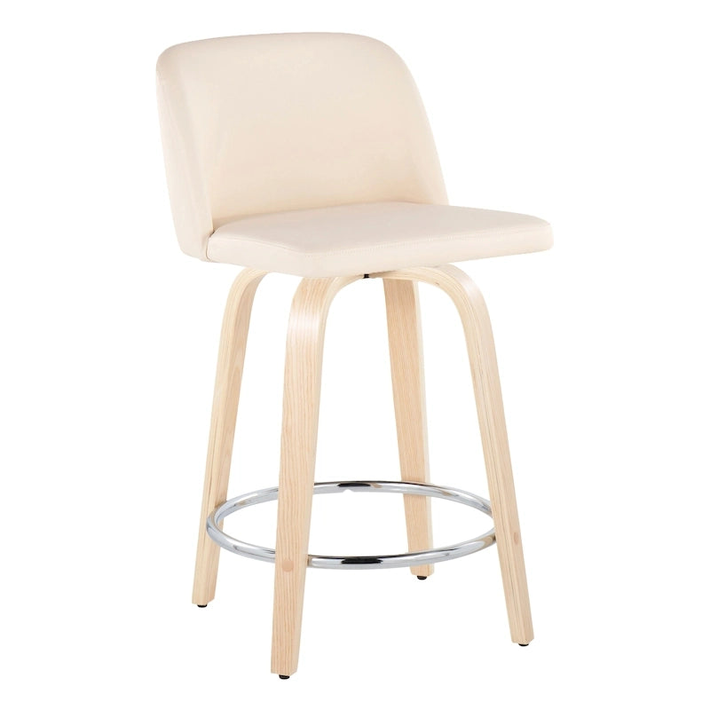Tabouret de comptoir de 61 cm avec base en bois naturel