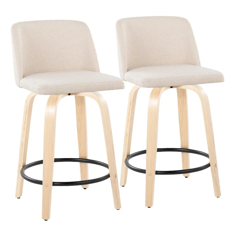 Tabouret de comptoir de 61 cm avec base en bois naturel