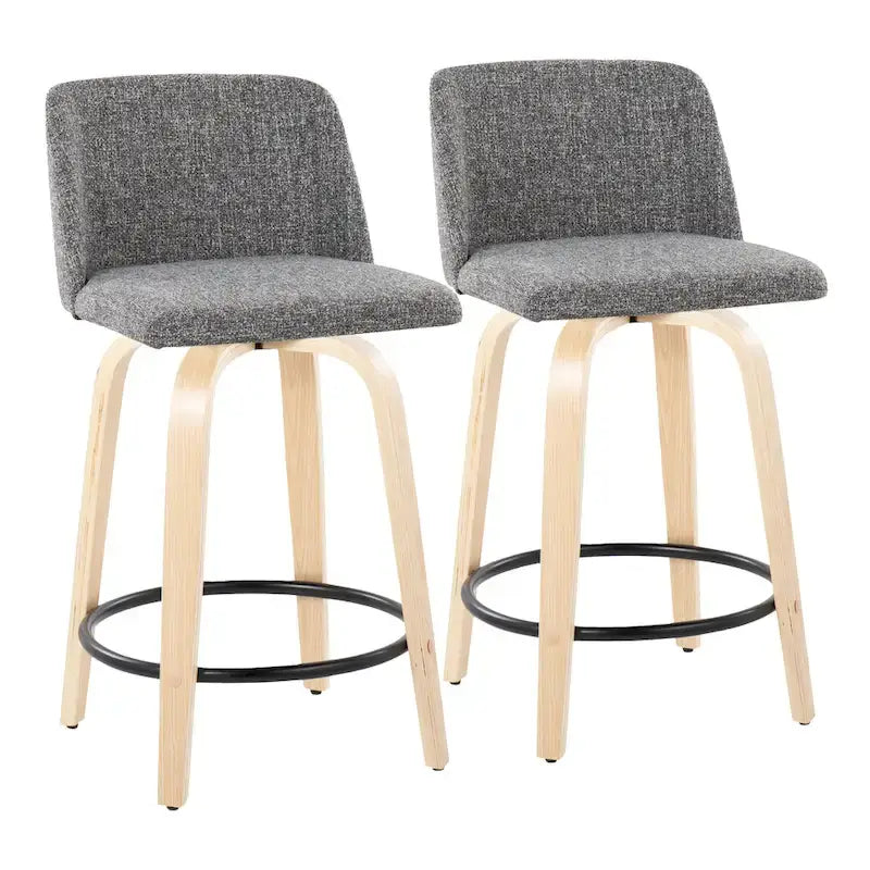 Tabouret de comptoir de 61 cm avec base en bois naturel