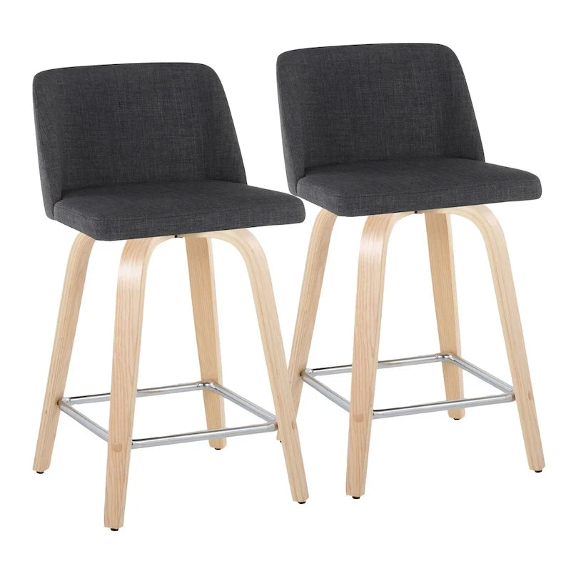 Tabouret de comptoir de 61 cm avec base en bois naturel