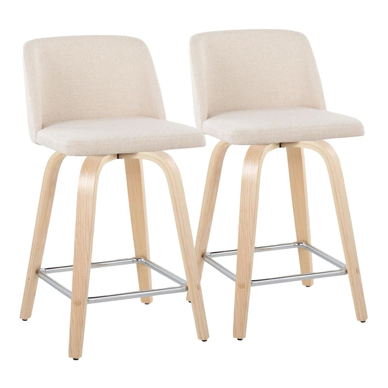 Tabouret de comptoir de 61 cm avec base en bois naturel
