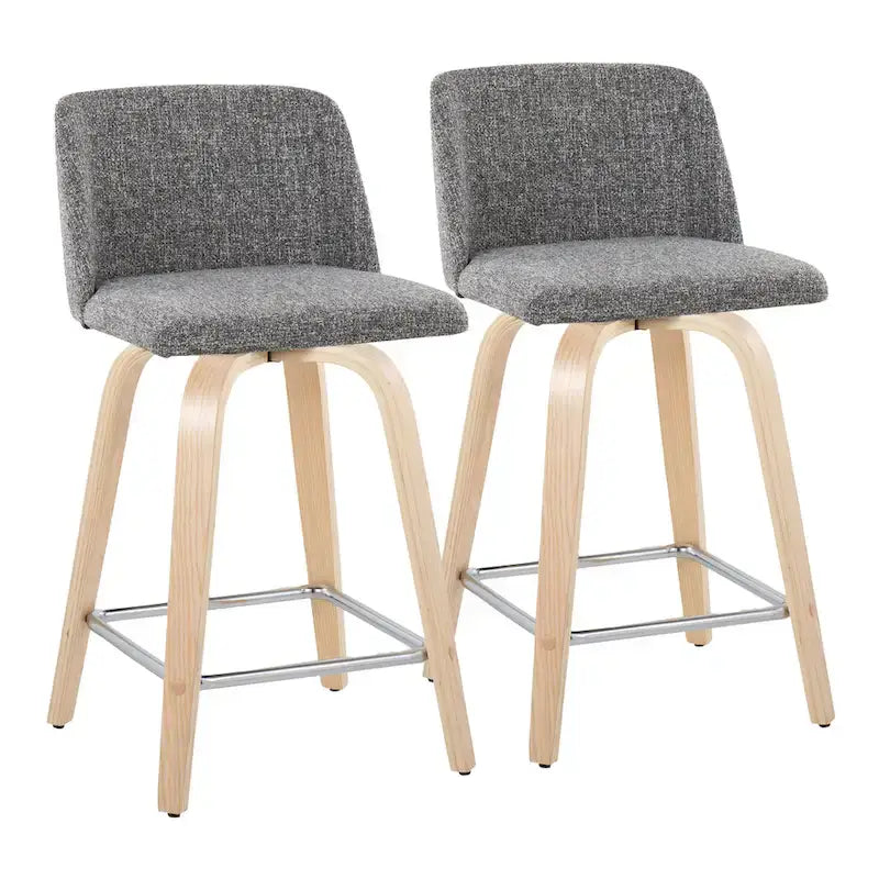 Tabouret de comptoir de 61 cm avec base en bois naturel