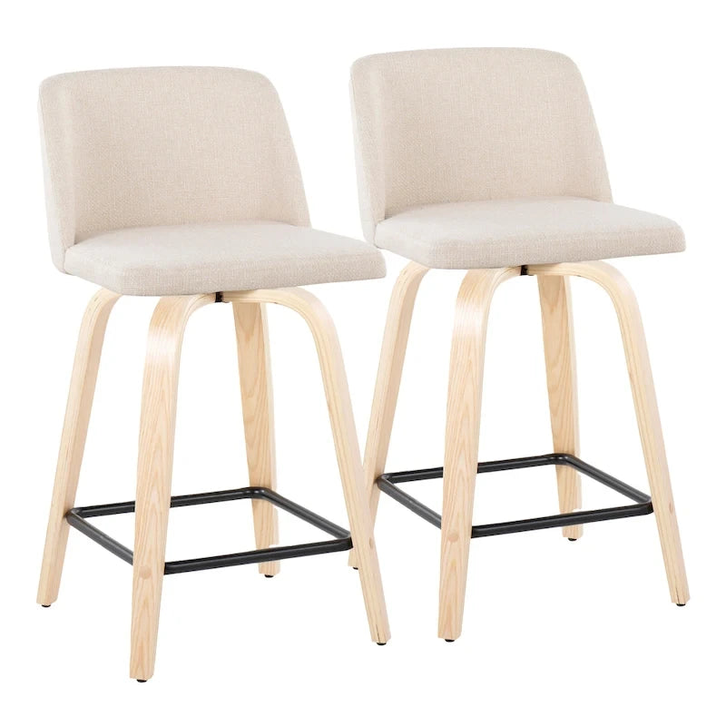 Tabouret de comptoir de 61 cm avec base en bois naturel