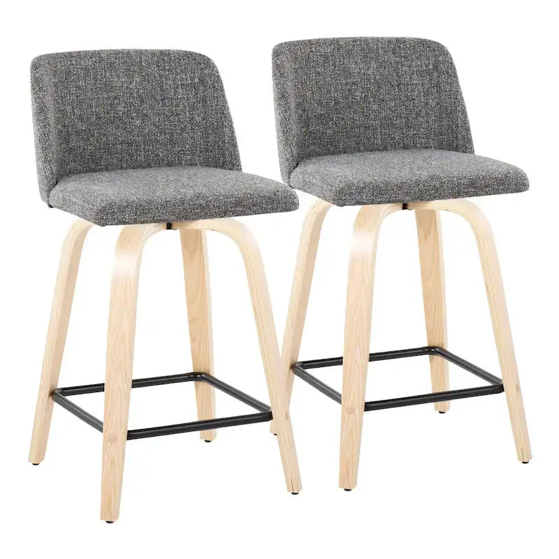 Tabouret de comptoir de 61 cm avec base en bois naturel