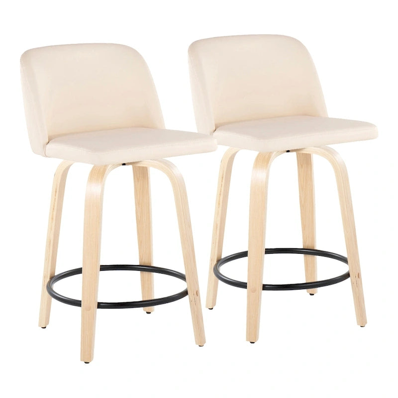 Tabouret de comptoir de 61 cm avec base en bois naturel
