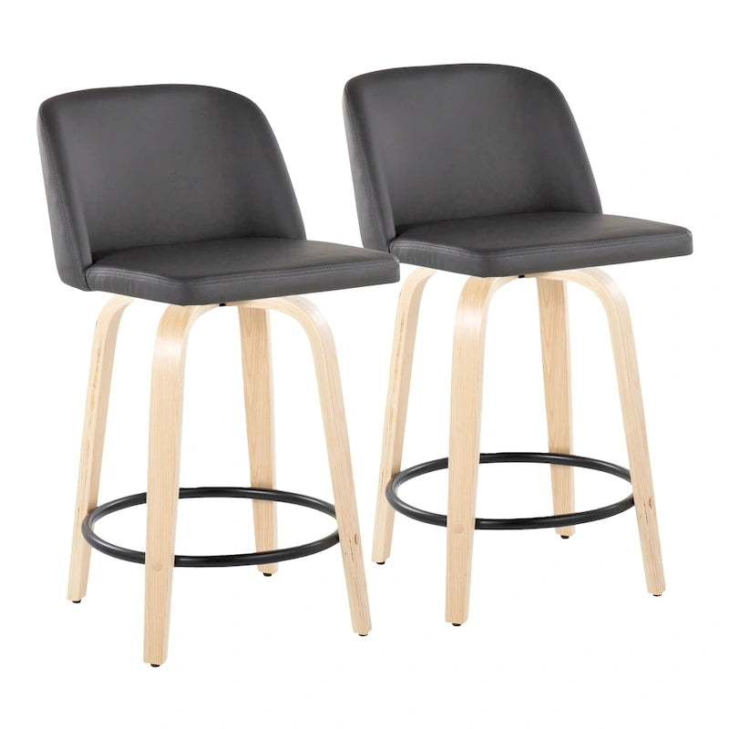 Tabouret de comptoir de 61 cm avec base en bois naturel