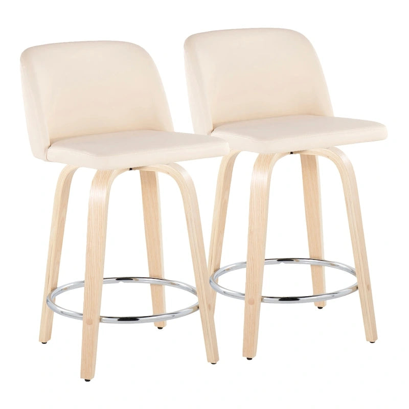 Tabouret de comptoir de 61 cm avec base en bois naturel