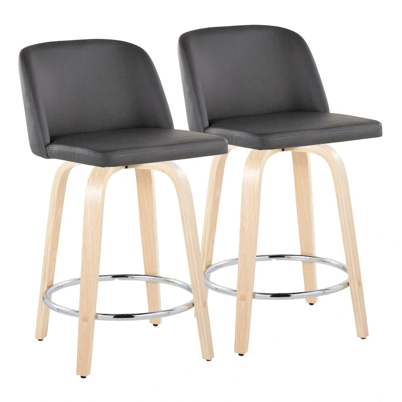 Tabouret de comptoir de 61 cm avec base en bois naturel