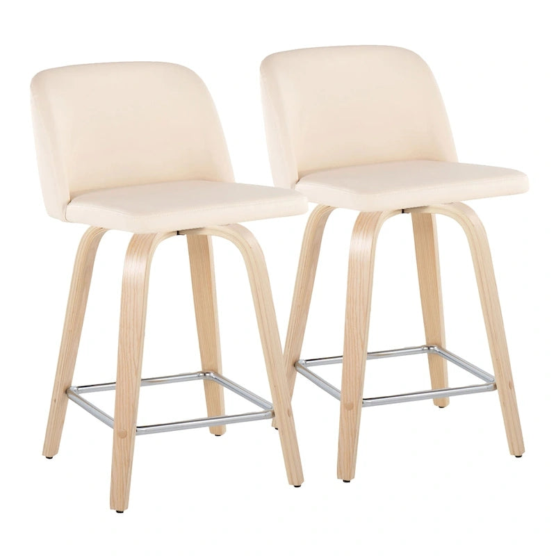 Tabouret de comptoir de 61 cm avec base en bois naturel