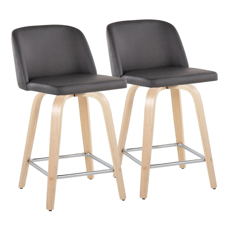 Tabouret de comptoir de 61 cm avec base en bois naturel