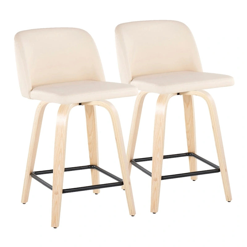 Tabouret de comptoir de 61 cm avec base en bois naturel