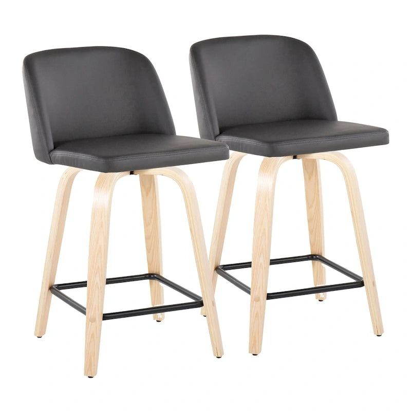 Tabouret de comptoir de 61 cm avec base en bois naturel
