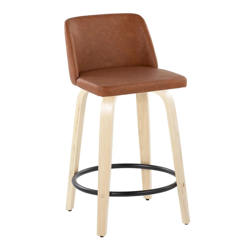 Tabouret de comptoir de 61 cm avec base en bois naturel