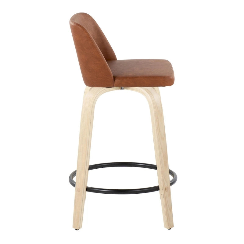 Tabouret de comptoir de 61 cm avec base en bois naturel