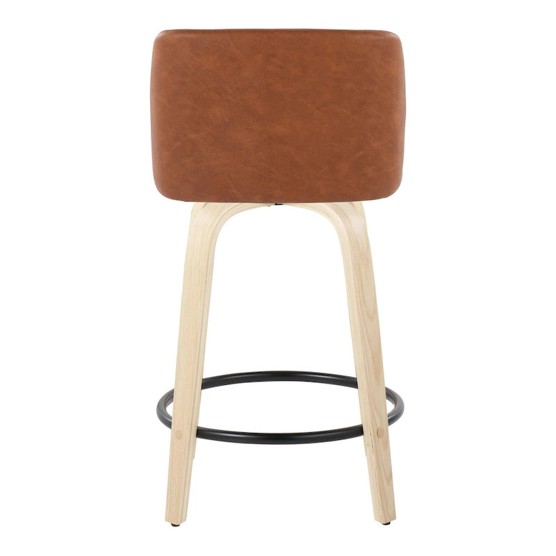 Tabouret de comptoir de 61 cm avec base en bois naturel