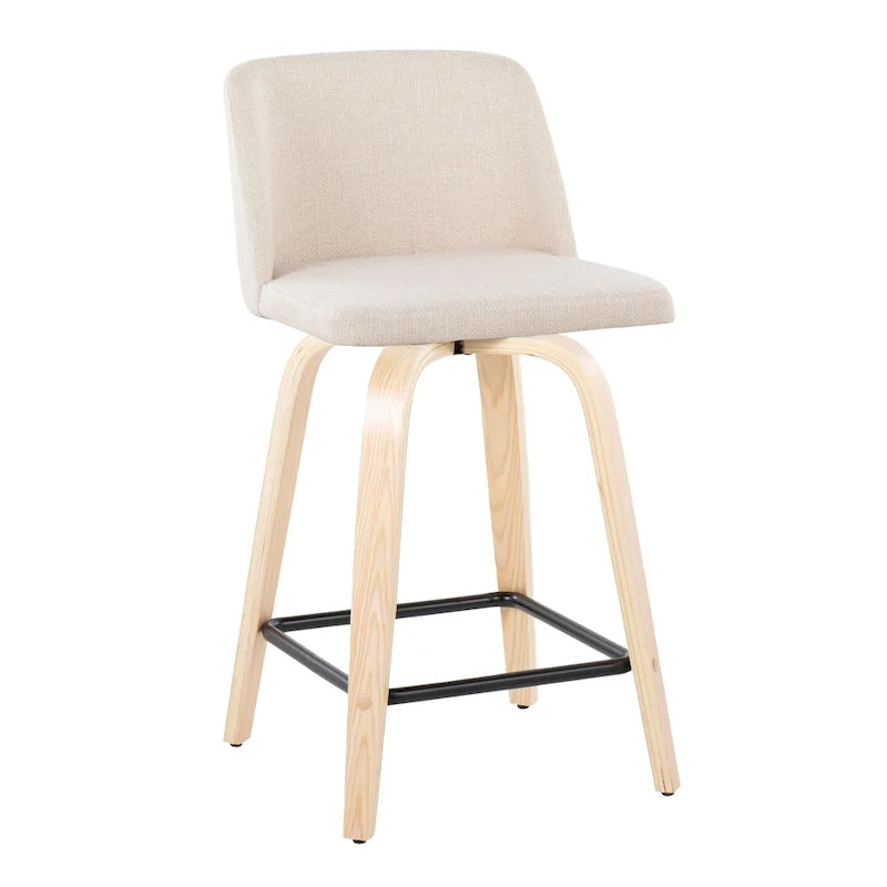Tabouret de comptoir de 61 cm avec base en bois naturel