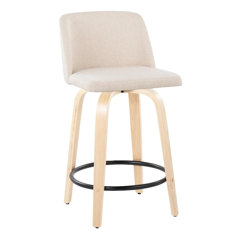 Tabouret de comptoir de 61 cm avec base en bois naturel