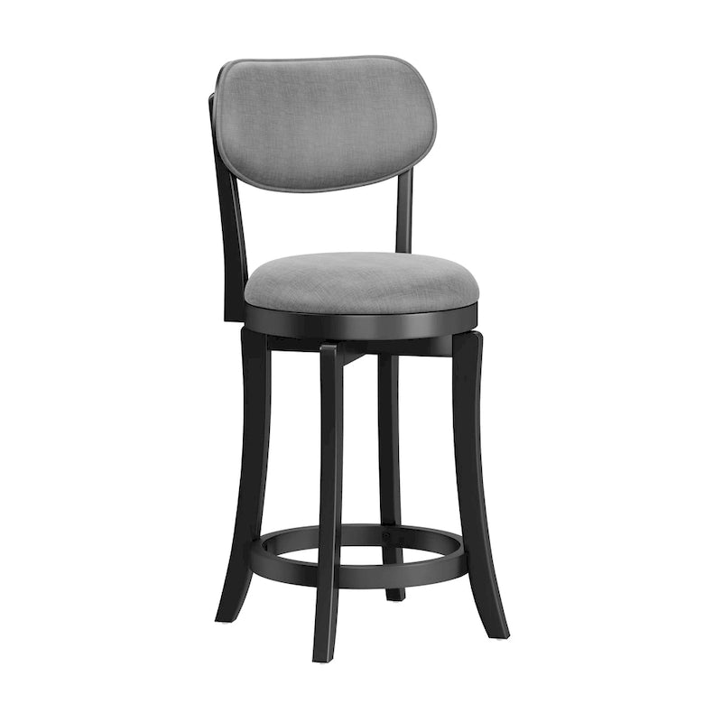 Tabouret de comptoir pivotant en bois rembourré – 38,25H x 20L x 17,5P; Hauteur de l'assise: 25,5H
