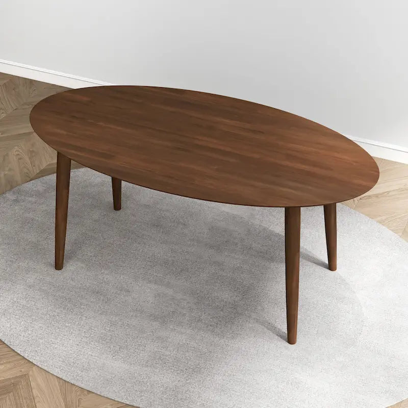 Table à manger ovale en bois massif brun de 170 cm de style Mid-Century - 170 cm